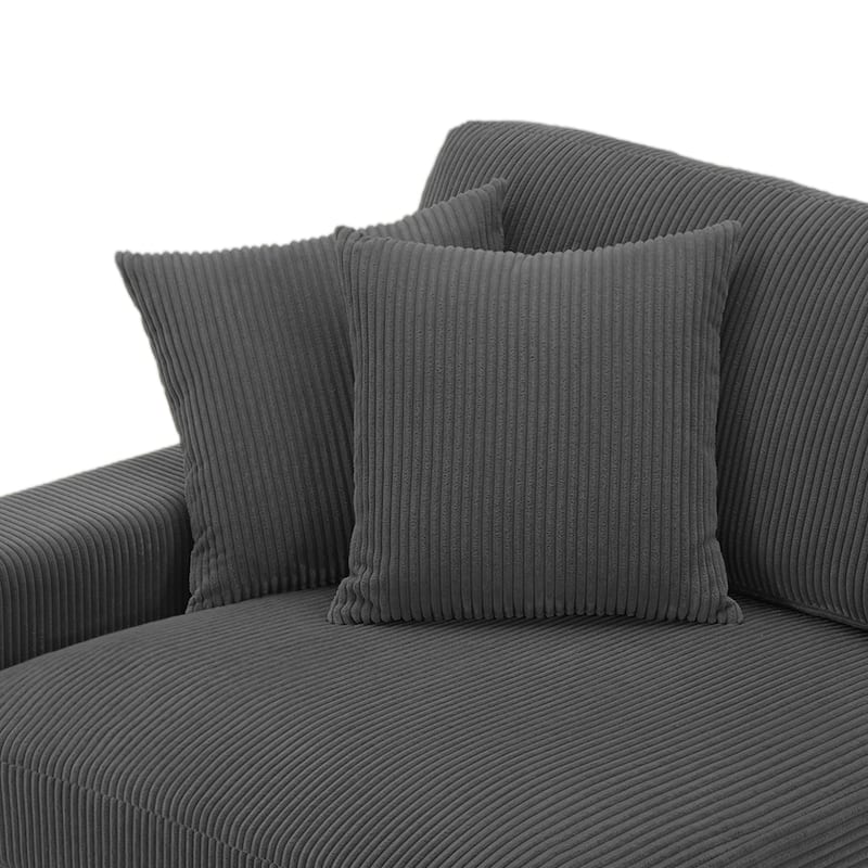 Upholstered Corduroy Modular Sectional Sofa with 2 throw pillows