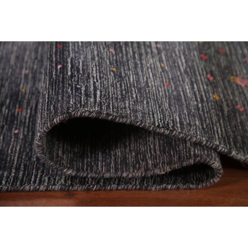 Striped Gabbeh Oriental Area Rug Wool Carpet - 8'9" x 11'6"