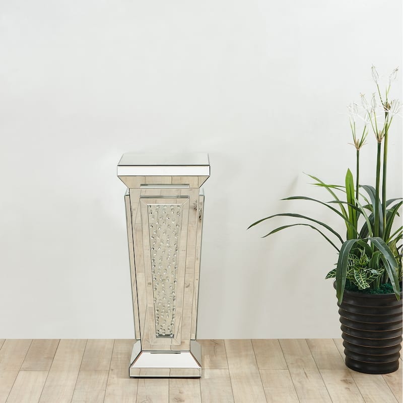 15 inch Crystal End Table in Clear Mirror Finish - N/A