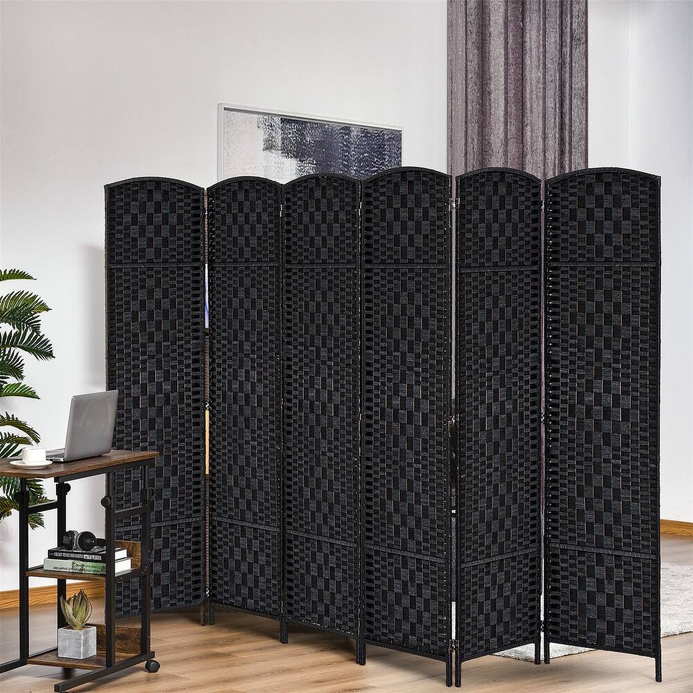 Wicker Weave 6 Panel Room Divider Privacy Screen