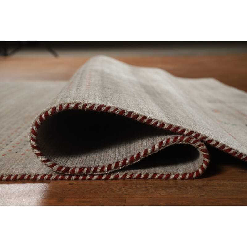 Hand Knotted Oriental 100% Wool Carpet Tribal Animal Pictorial Beige & Ivories Gabbeh Area Rug - 7' 9'' X 5' 1''