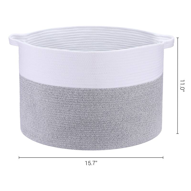 Woven Storage Bin, Shelf Closet Storage Basket with Handles for Home - 20*20*13.4in - Grey