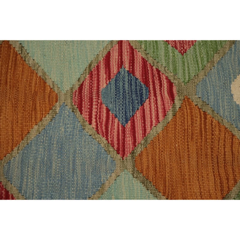 Hand Woven Oriental 100% Wool Carpet Southwestern Tribal Multi-Colored Kilim Area Rug - 9' 11'' X 6' 7''