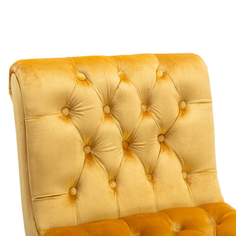 22.83" Buttons Tufted Accent Chair with Wooden Legs