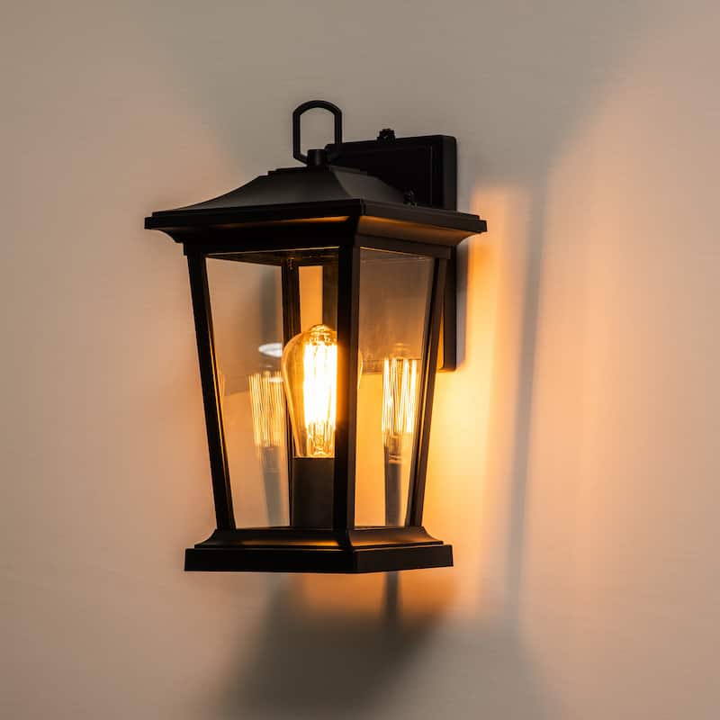 C Cattleya 1-Light Matte Black Dusk to Dawn Outdoor Wall Light