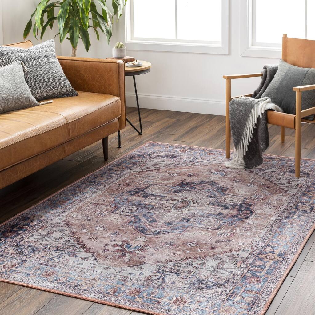 Livabliss Traditional Amelie Medallion Washable Area Rug