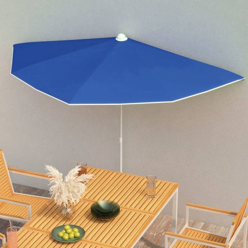 70.9"x35.4" Garden Half Parasol with Pole 8 Colors - Blue