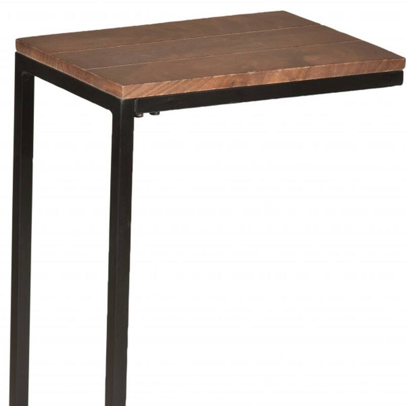 HomeRoots 25" Black And Chestnut Solid Wood Rectangular End Table - 10.00 in. x 25.30 in. x 16.00 in.