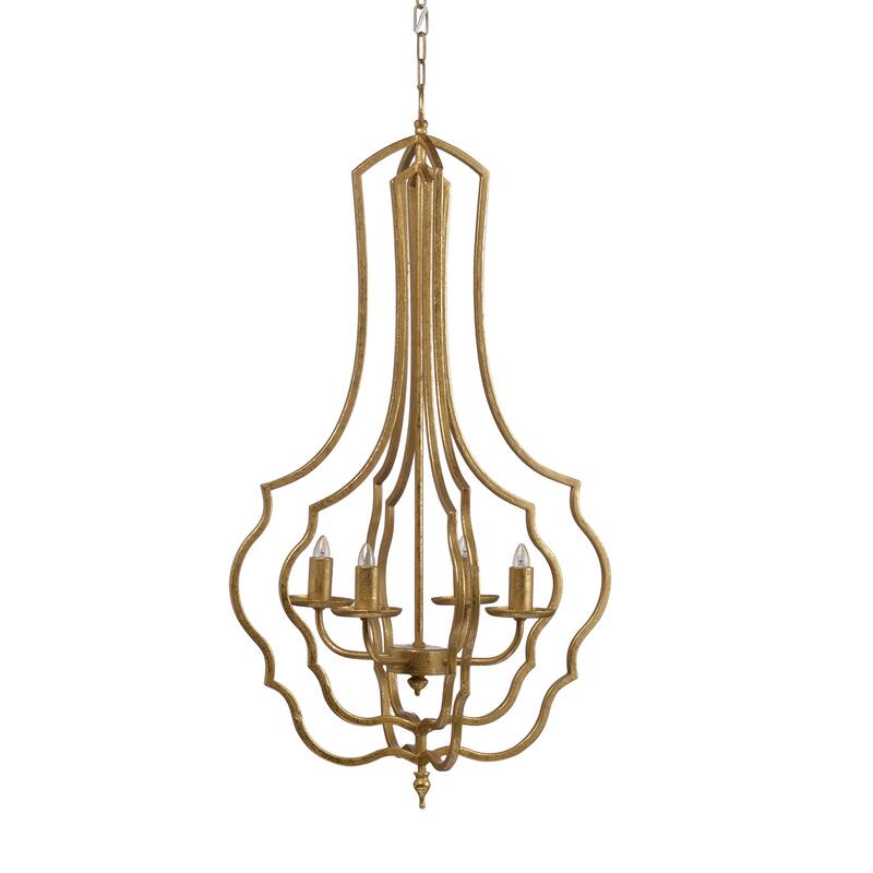 4 - Light Metal Chandelier, Hanging Light Fixture with Adjustable Chain for Kitchen Dining Room, Bulb Not Included