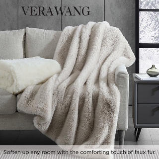 Vera Wang Sculpted Lines Faux Fur Throw Blanket Bed Bath Beyond 36579899