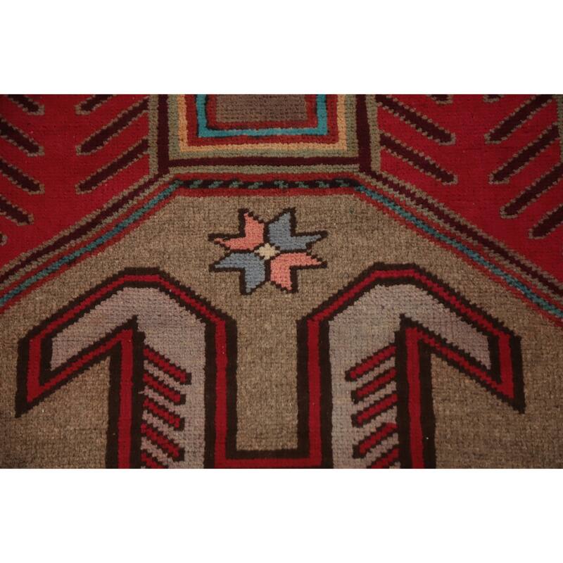 Hand Knotted Oriental 100% Wool Carpet Traditional Tribal Brown Ardebil Runner Rug - 10' 3'' X 3' 9''