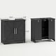 preview thumbnail 20 of 32, HOMCOM Pedestal Sink Storage Cabinet, Farmhouse Freestanding Bathroom Sink Cabinet with 2 Barn Doors and Adjustable Shelf, White