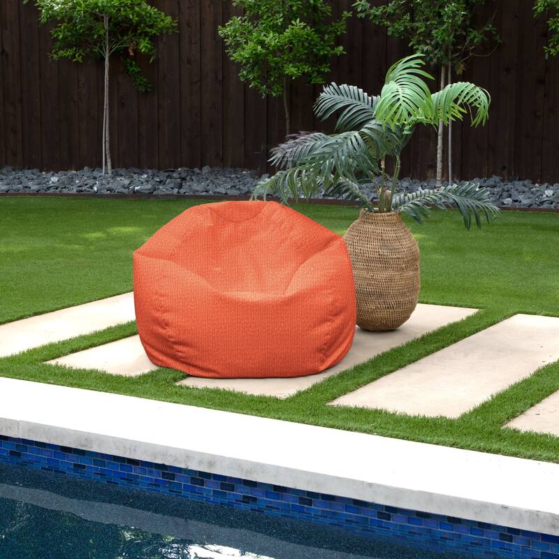 Sorra Home Sunbrella Outdoor Bean Bag - 30 in W x 30 in W x 20 in H - Papaya