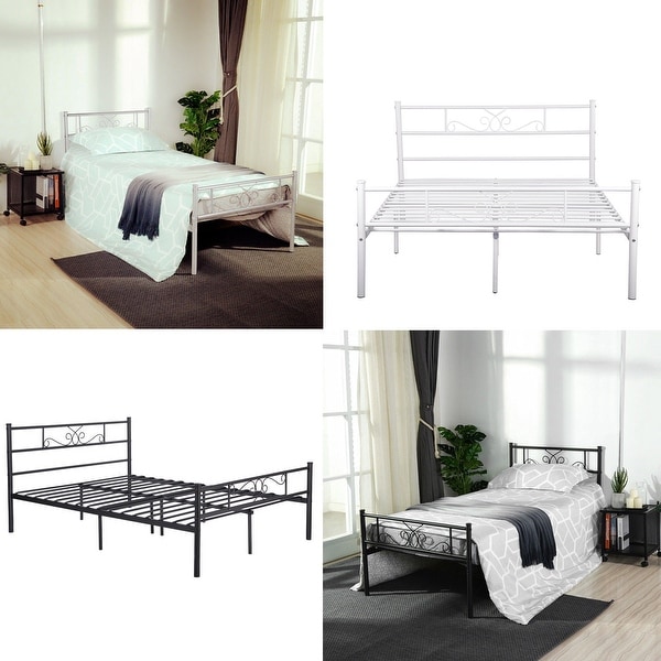 Shop Twin Full Size Easy To Assemble Metal Bed Frame
