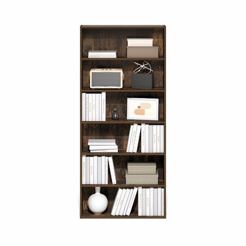 Furinno Basic 6-Tier Open Shelf Bookcase, Bookshelf, Storage Organizer, 7 x 24 x 53