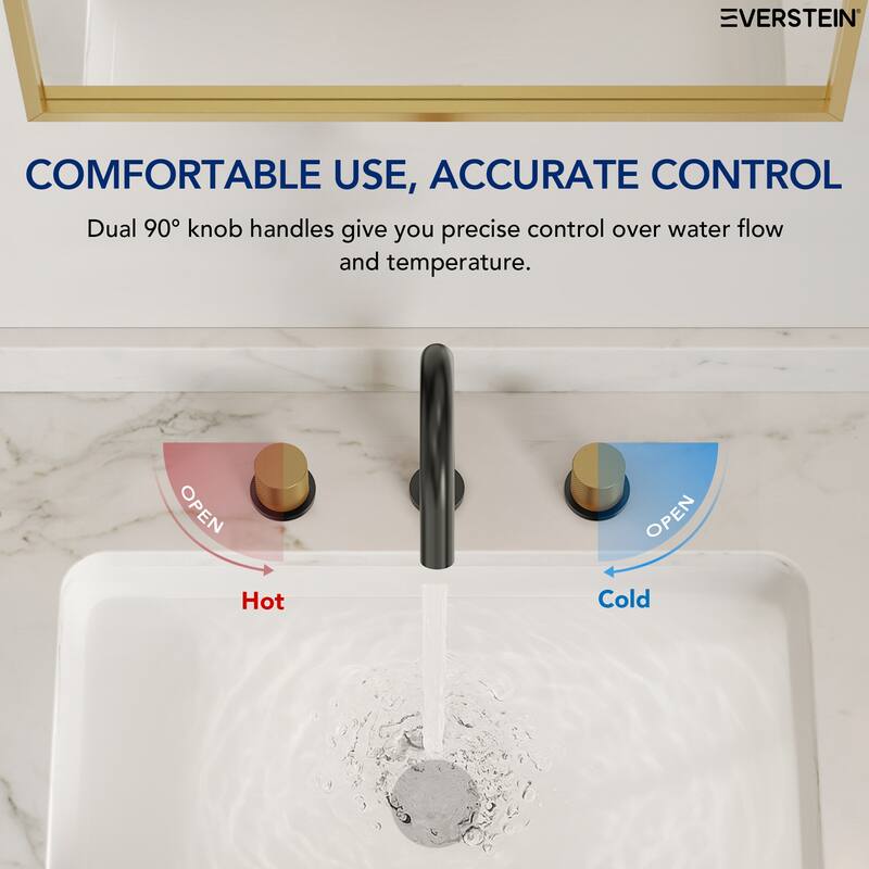 High-Arc Bathroom Sink Faucet for Vanity, 3-Hole 2-Handle Bathroom Faucet with Drain Assembly