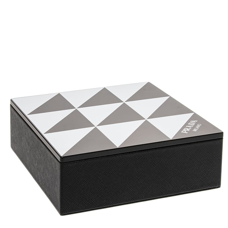Prada Saffiano Leather Box with Triangle Pattern Lid - Decorative Accessories