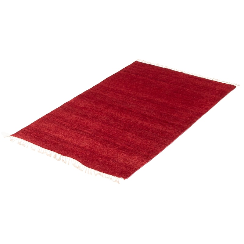 ECARPETGALLERY Hand-knotted Pak Finest Gabbeh Dark Red Wool Rug - 3'11 x 6'2