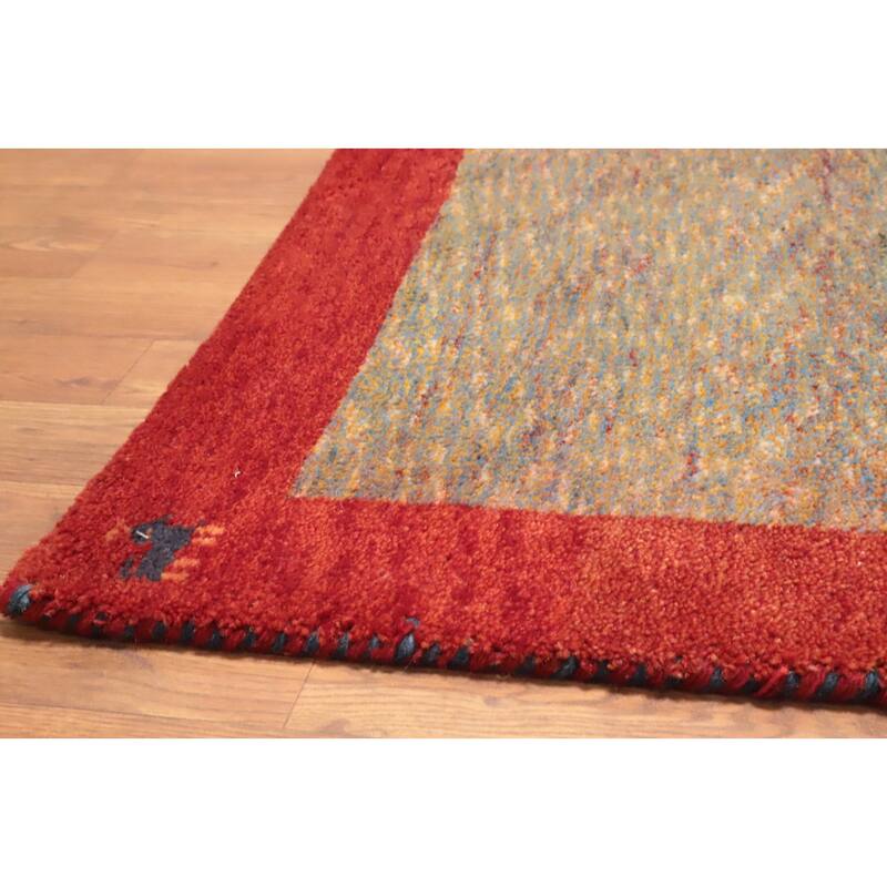Hand Knotted Oriental 100% Wool Carpet Tribal Animal Pictorial Multi-Colored Gabbeh Area Rug - 4' 0'' X 2' 4''