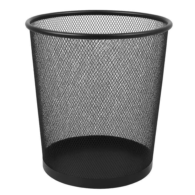 Creative Home 2.5 Gallon Black Steel Mesh Round Wastebasket - Black - 9.1" x 9.1" x 10.6"