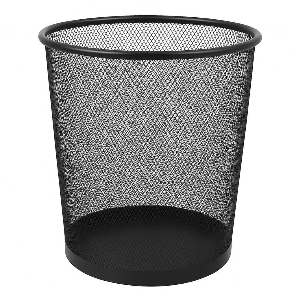Creative Home 2.5 Gallon Black Steel Mesh Round Wastebasket