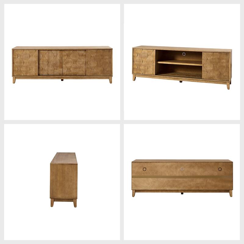 August Modern Media Console TV Stand with 2 Drawers and Sliding Doors for TVs up to 78" by HULALA HOME