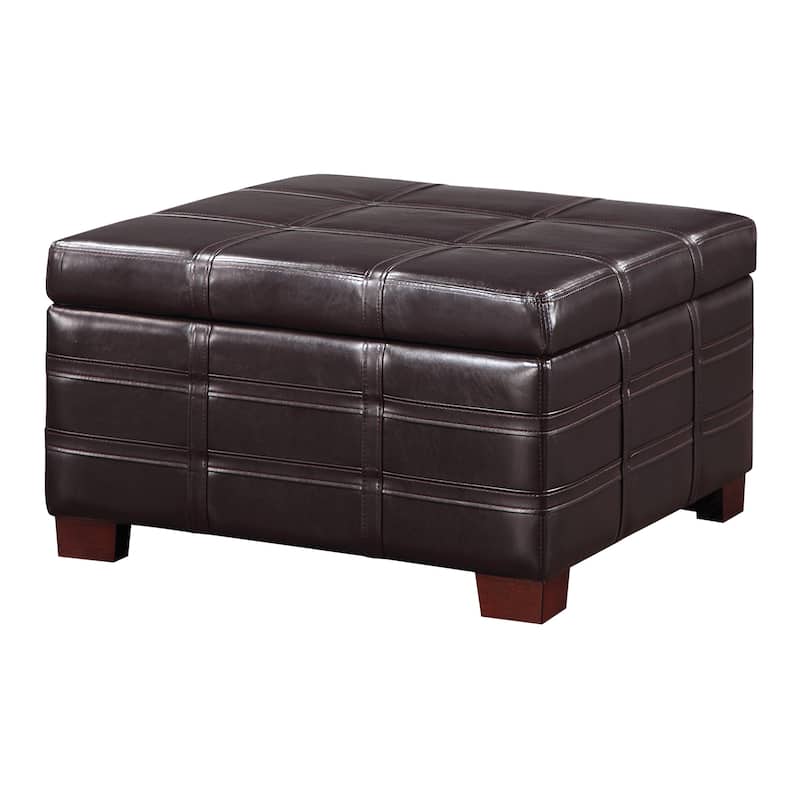 Detour Strap Square Storage Ottoman in Faux Leather