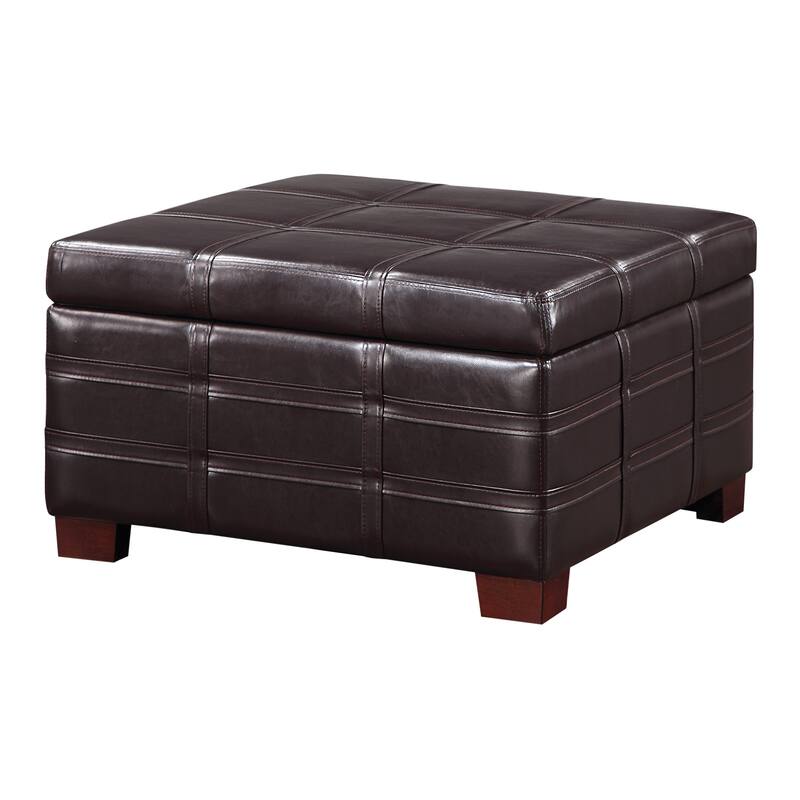 Detour Strap Square Storage Ottoman in Faux Leather