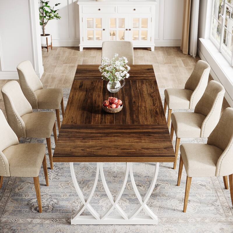 70.87-inch Wood Metal Rectangular Kitchen Dining Table for 6-8