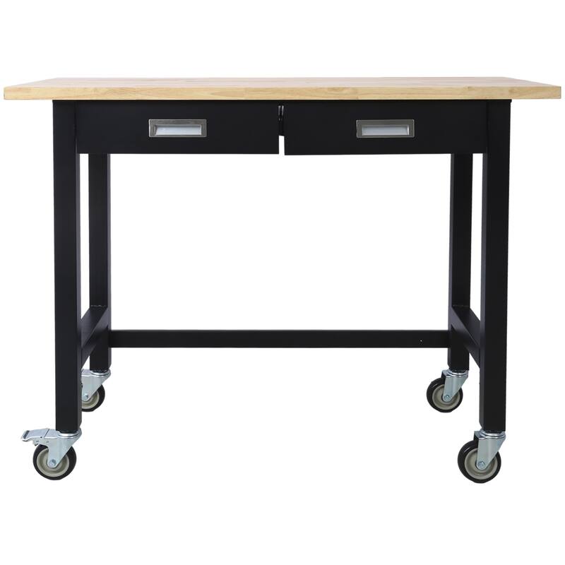 Drawer Storage, Heavy Duty Bamboo Wood Work Table with Wheels