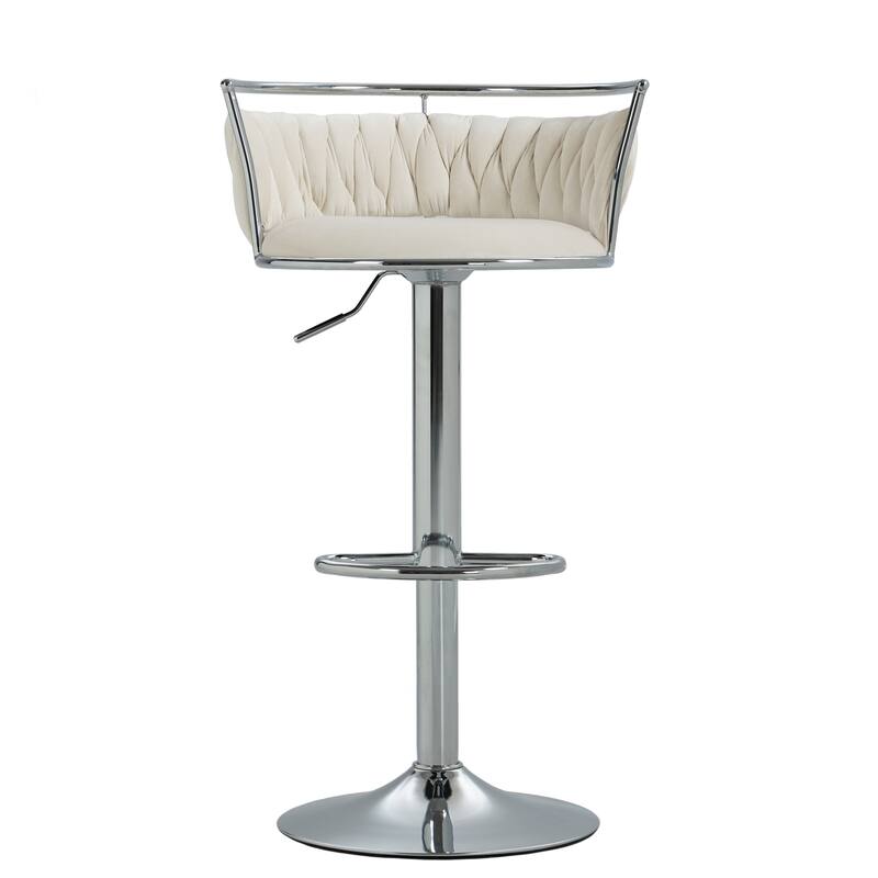 Set of 2 Velvet Adjustable Swivel Bar Stools