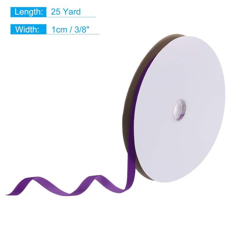 Velvet Ribbon 25 Yard Single Face Spool Silky for Gift Wrapping Decor - Dark Purple - 3/8 Inch x 25 Yard