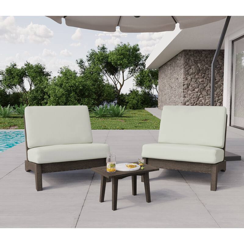Patio Furniture Outdoor Wood Loveseat Chair Set with Cushion
