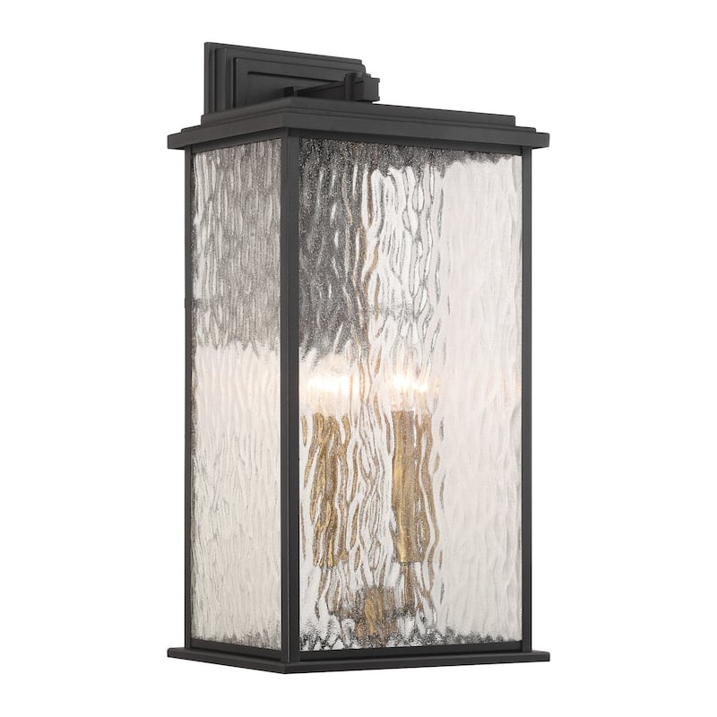Artcraft Estate 4-Light Outdoor Wall Sconce - Black with Brass Accent - Black, Brass