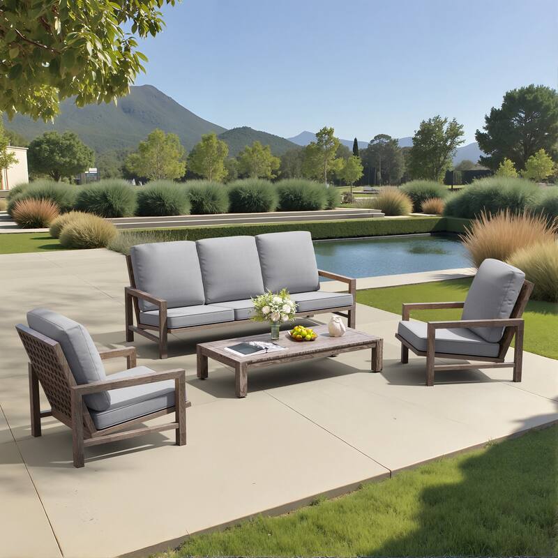 22''D x 21''W x 3.5''T Patio Fabric Outdoor Seat Cushions Set (Seat & Back)