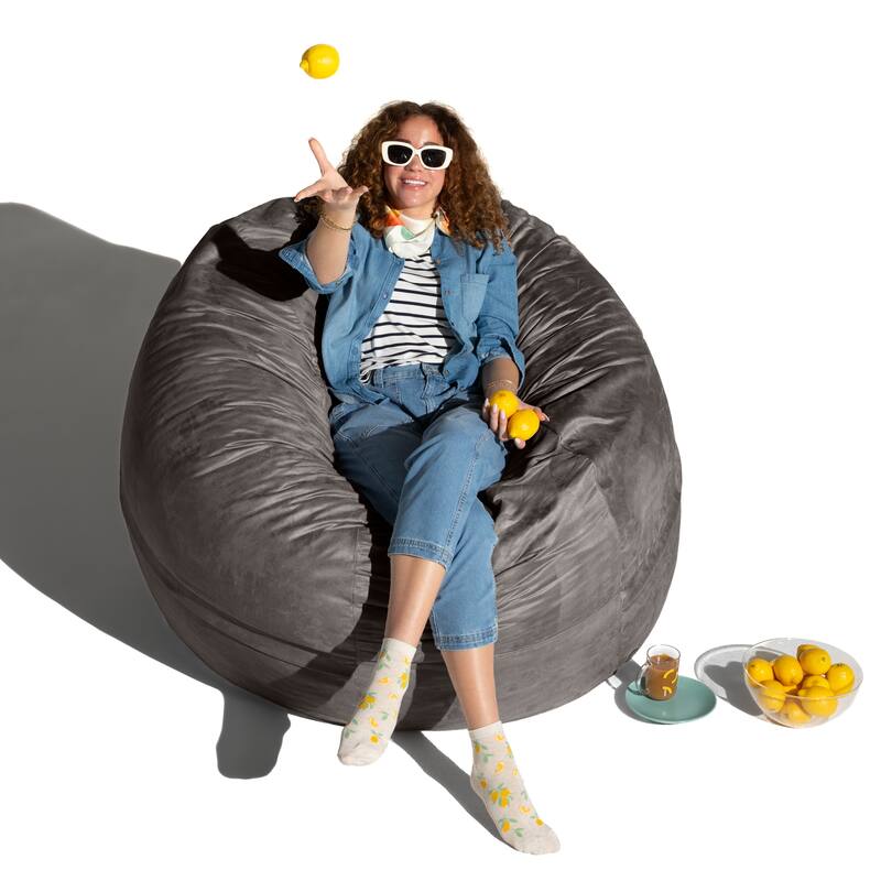 Jaxx Basics 5 Foot Large Adult Bean Bag Chair, Oversized with Filler