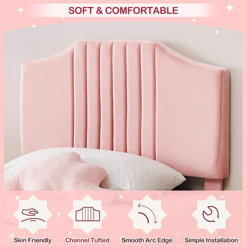 Upholstered Kids Tufted Bed Frame with Headboard