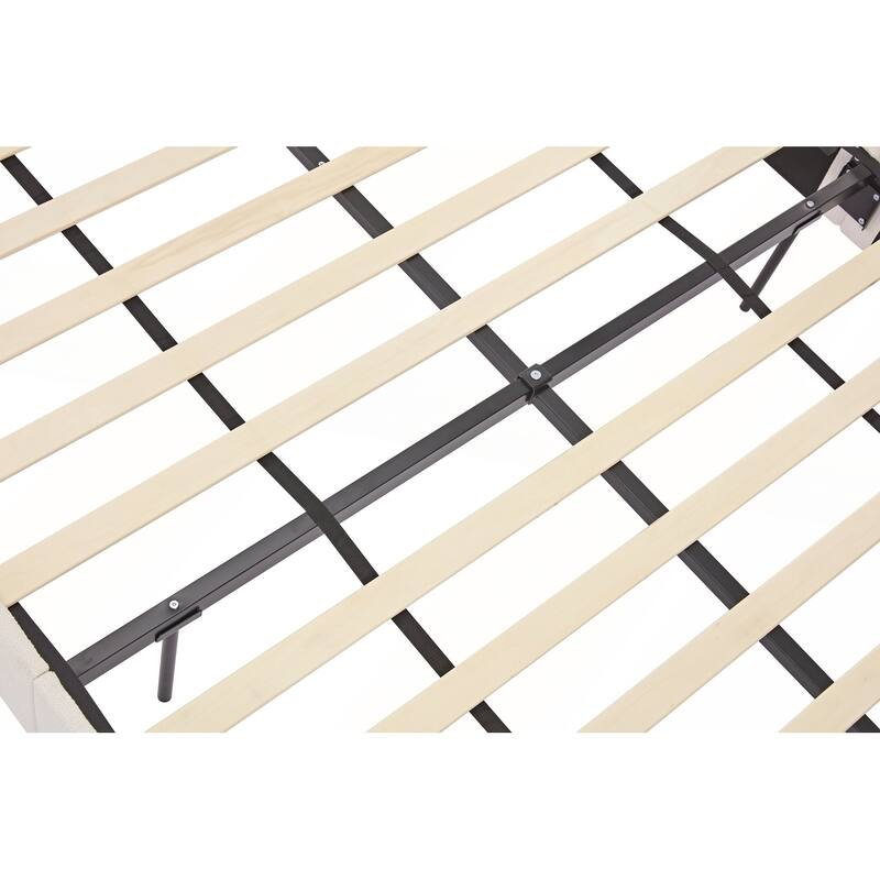 Elegant Upholstered Bed with Wingbacks and No Box Spring for Relaxing