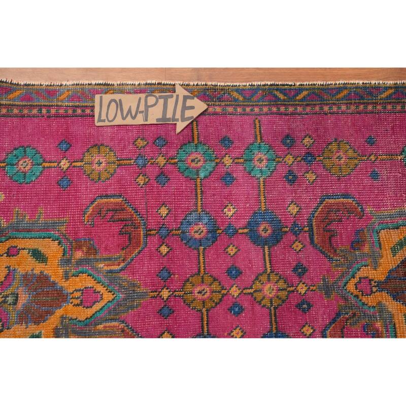 Hand Knotted Oriental 100% Wool Carpet Traditional Geometric Pink Tabriz Area Rug - 4' 9'' X 2' 7''
