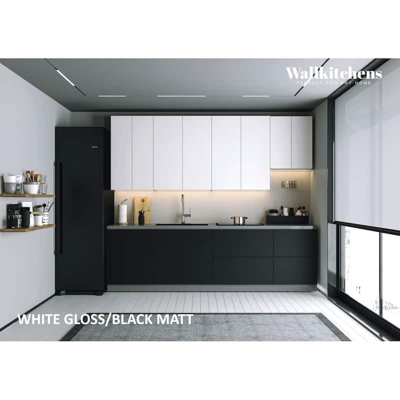 Kitchen Contemporary Collection Black & White Gloss Color Base Size 9.5Ft Wide - 114x24