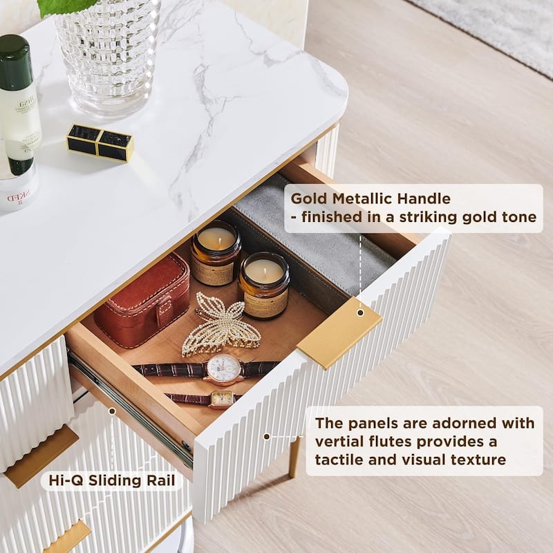 Modern Fluted 7 Drawers Dresser for Bedroom, 54" Dresser TV Stand
