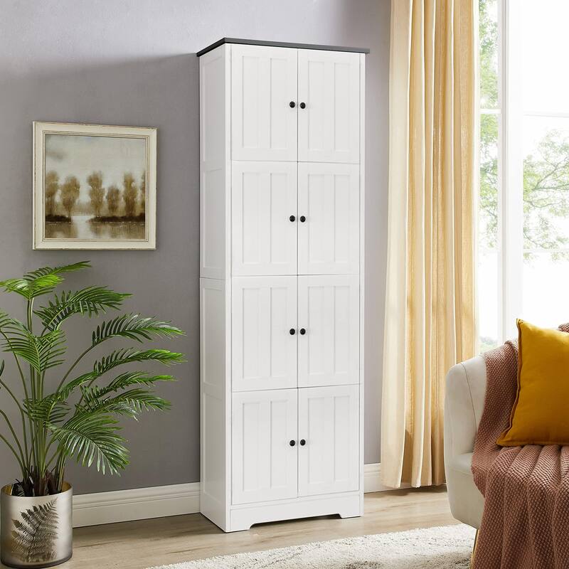 72.4" Tall Corner Storage Cabinet Sideboard with 4 Doors, Buffet Server Cabinet Accent Cabinet Pantry Cabinet