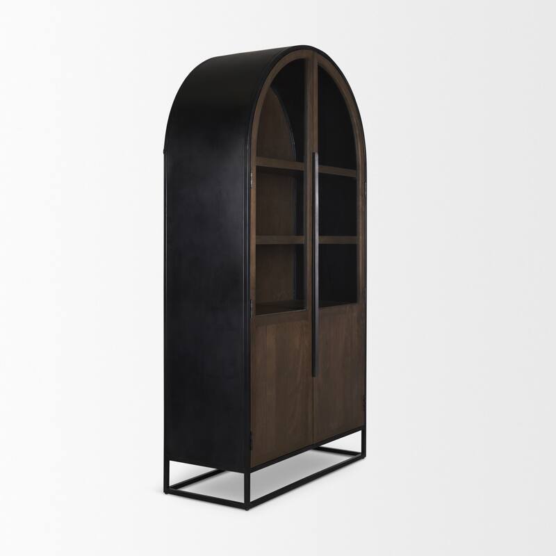 Sloan Black/ Dark Brown Arched Display Dining Cabinet