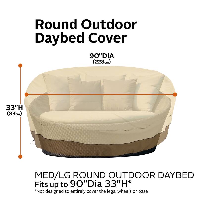 Classic Accessories Veranda Water-Resistant 90 Inch Round Patio Daybed Cover