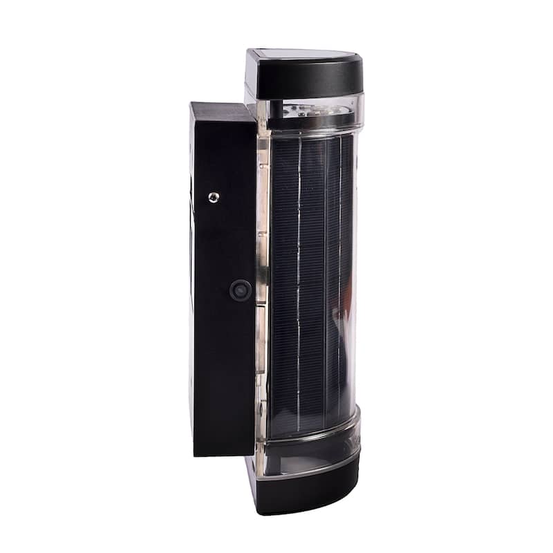 Infinity Black Modern Solar Up and Down LED Wall Sconce Lantern with 2 Colors