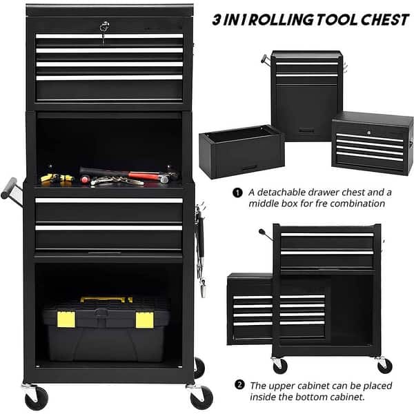 Rolling Tool Chest Storage Tool Box with Wheels & 6 Drawers