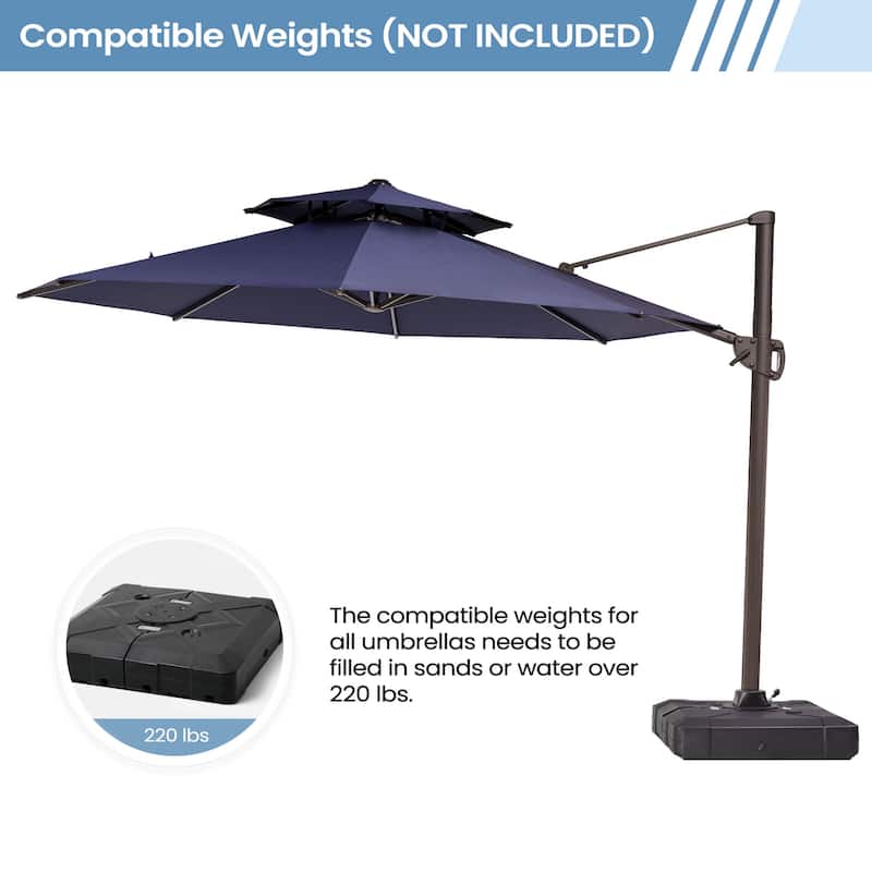 11.5-foot Outdoor Round Cantilever Umbrella Patio Offset Umbrella with No Base