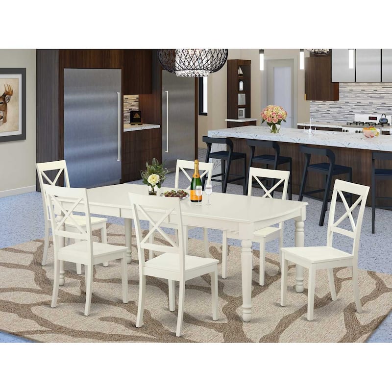 Asian Fusion Dining Set - Kitchen Table with 8 Chairs - Modern Dining Room Furniture