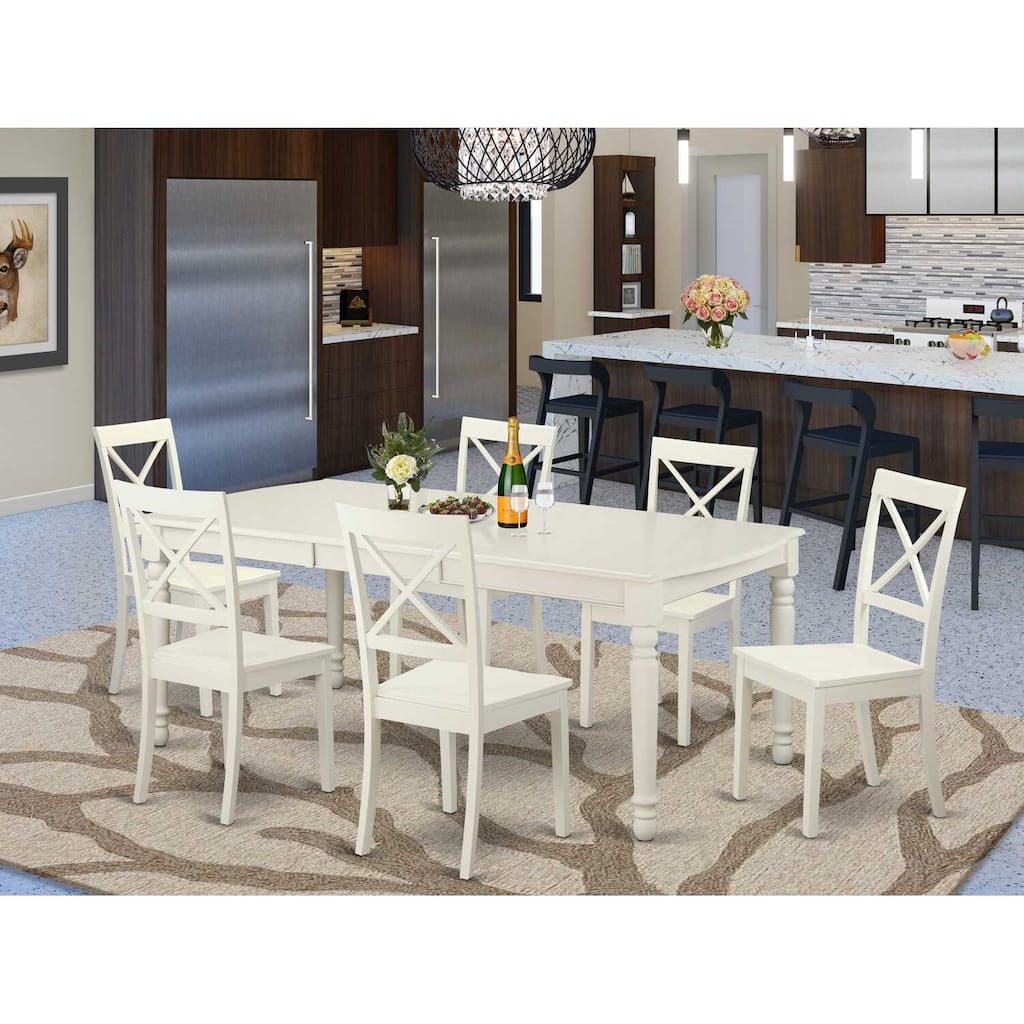 Asian Fusion Dining Set - Kitchen Table with 8 Chairs - Modern Dining Room Furniture