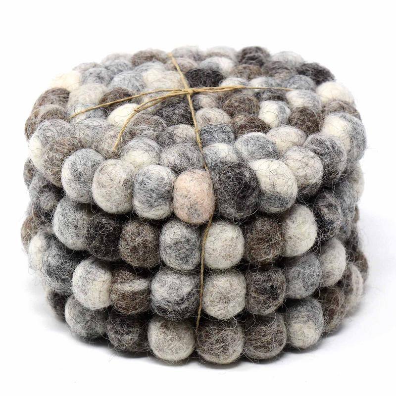 The Curated Nomad Southard Neutral Felt Ball Coaster (Set of 4)